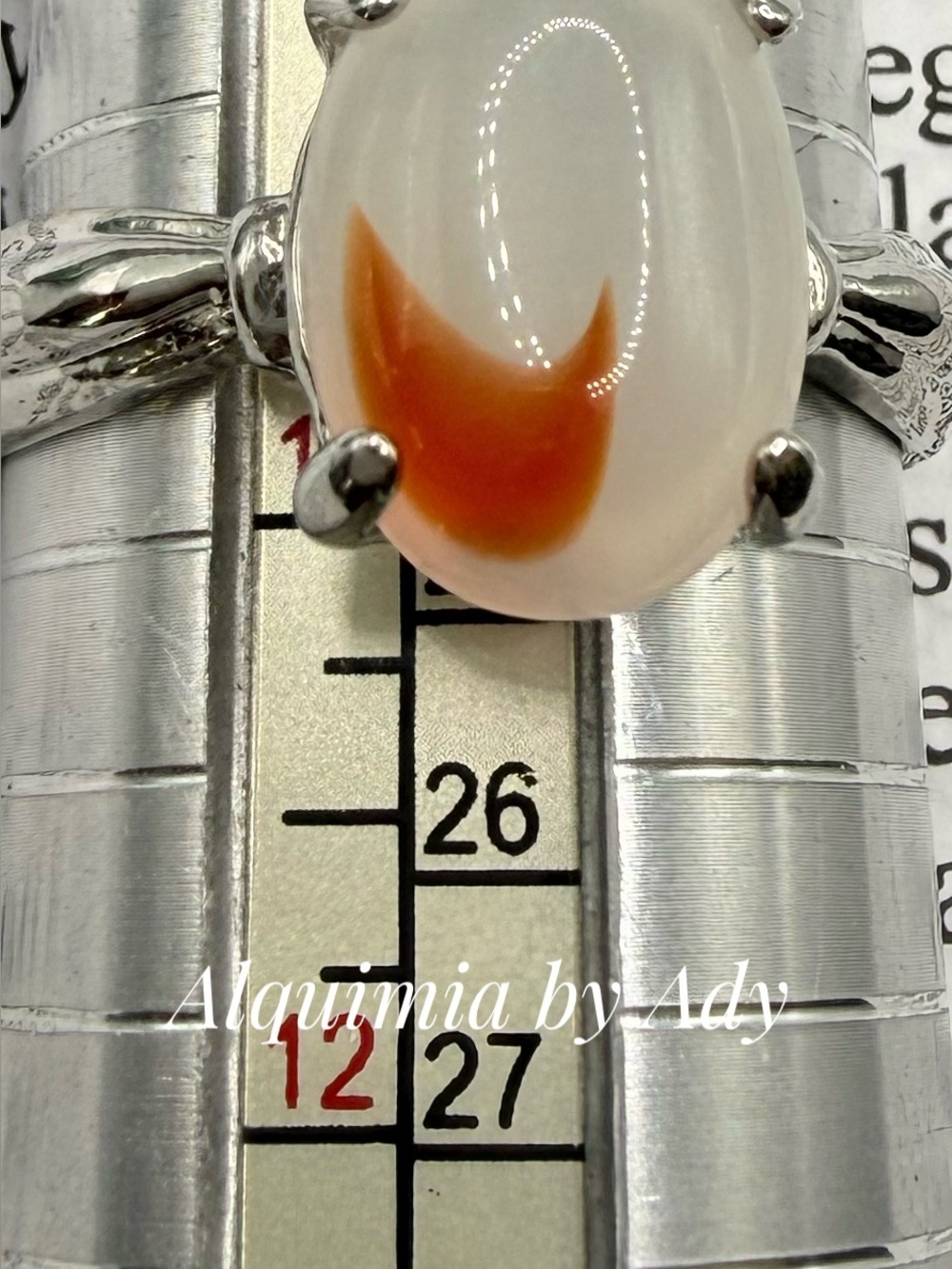 Peach-Orange Cabochon agate Ring